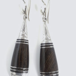 Boucles d'oreilles pendantes en argent bois d'ébène