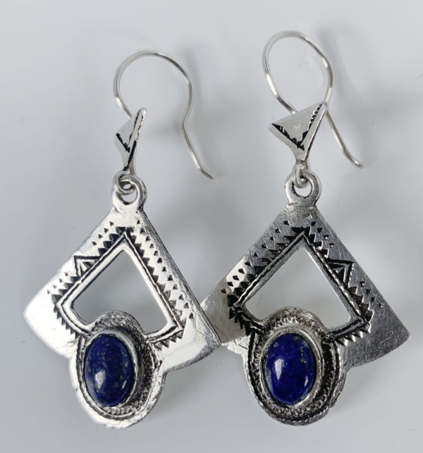Boucles d'oreilles en argent avec pierre de lapis lazuli